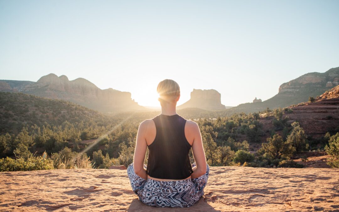 Summer solstice yoga woman meditate